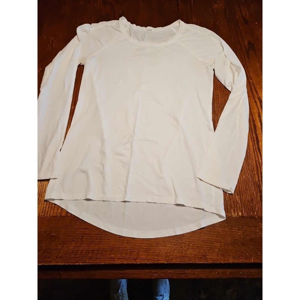 Lululemon Basic‎ Long Sleeve Running Tee Shirt Thin Top White 2 (L14)